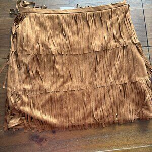 Women's Western Fringe Mini Skirt - Universal Thread™ Brown 10 NWT
